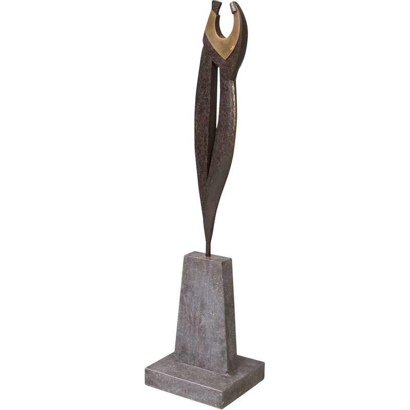 Vintage-Kunstwerk aus Messing und Bronze, genannt "toenadering" von Hans Versteeg