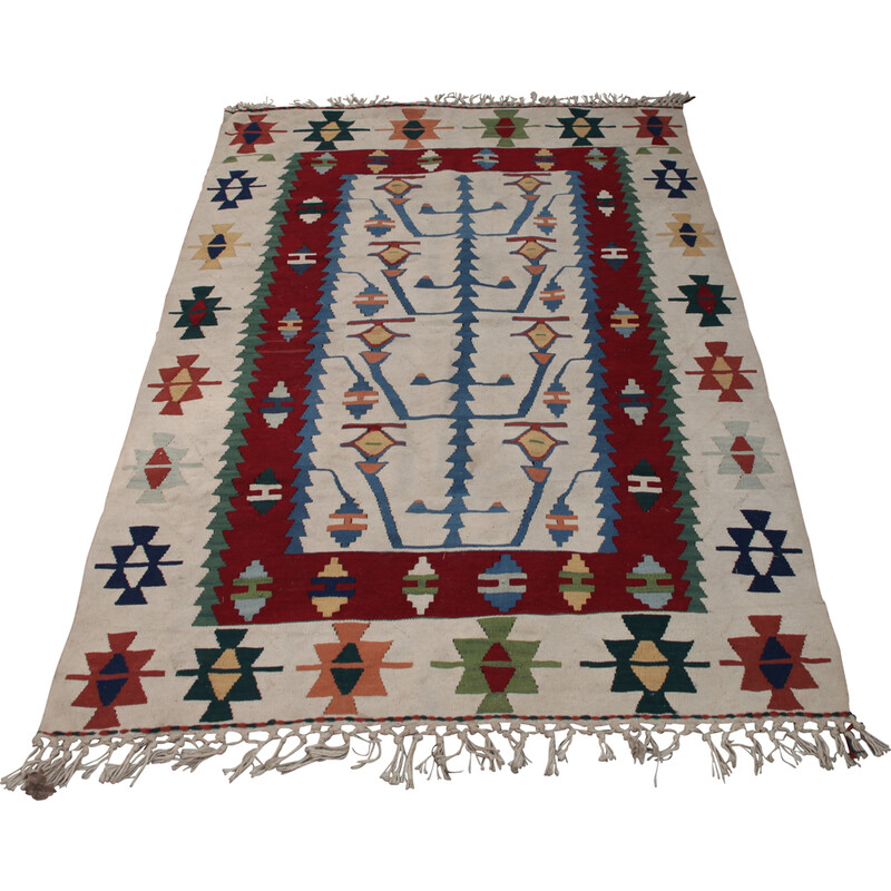 Vintage Kilim rug in polychrome wool