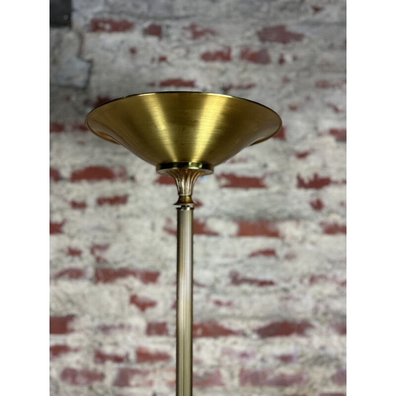 Vintage bronze and brass floor lamp for Lucien Gau, 1980s