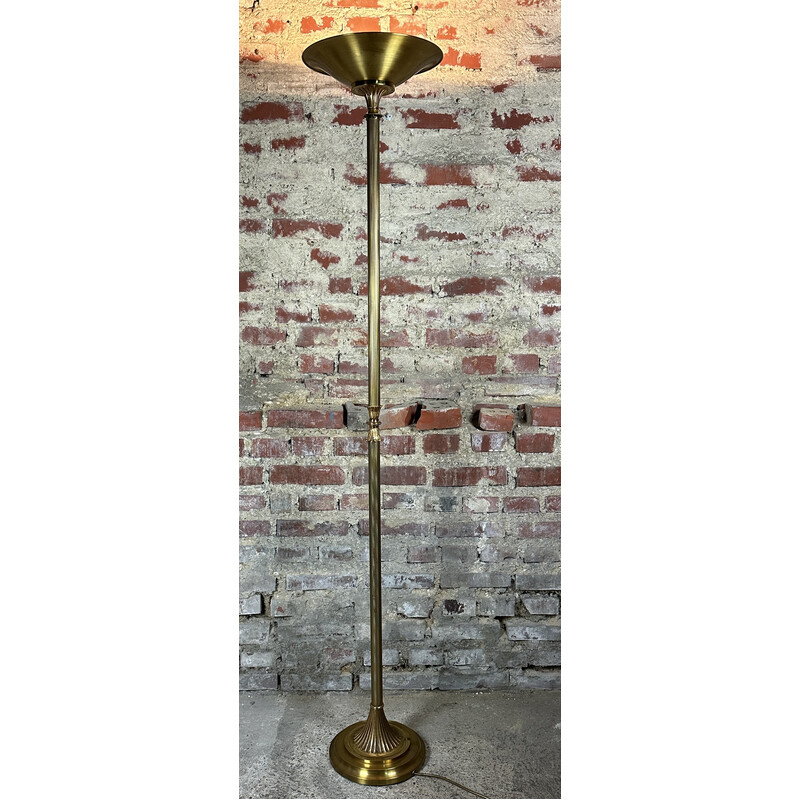 Vintage bronze and brass floor lamp for Lucien Gau, 1980s