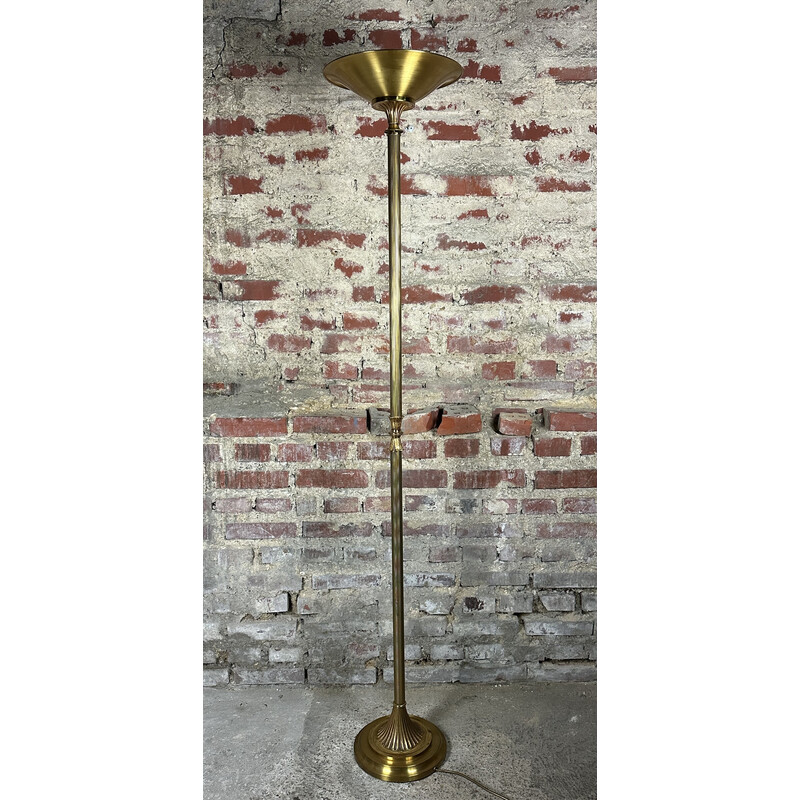 Vintage bronze and brass floor lamp for Lucien Gau, 1980s