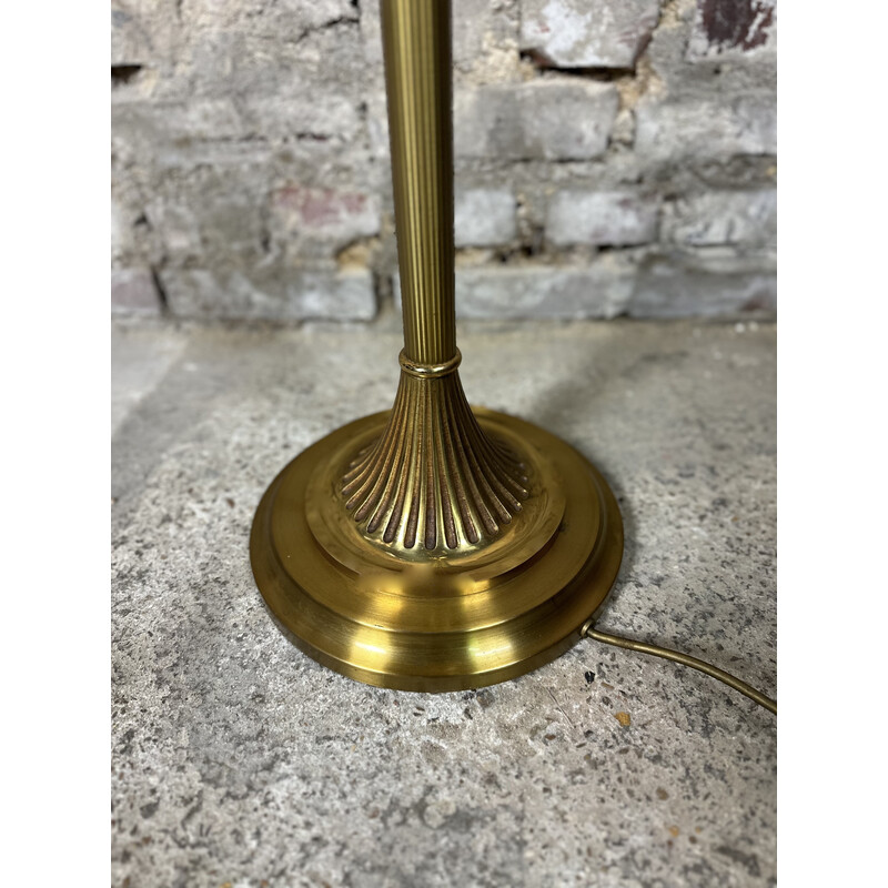 Lampadaire vintage en bronze et laiton pour Lucien Gau, 1980