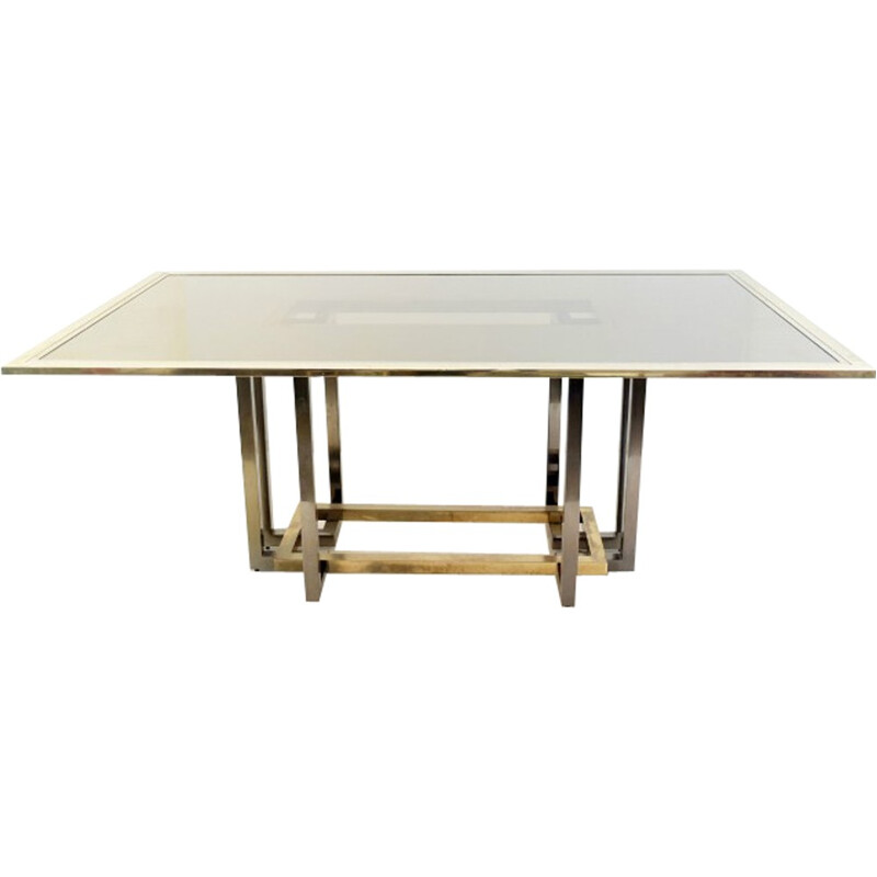 Brass and glass dining table - 1970s