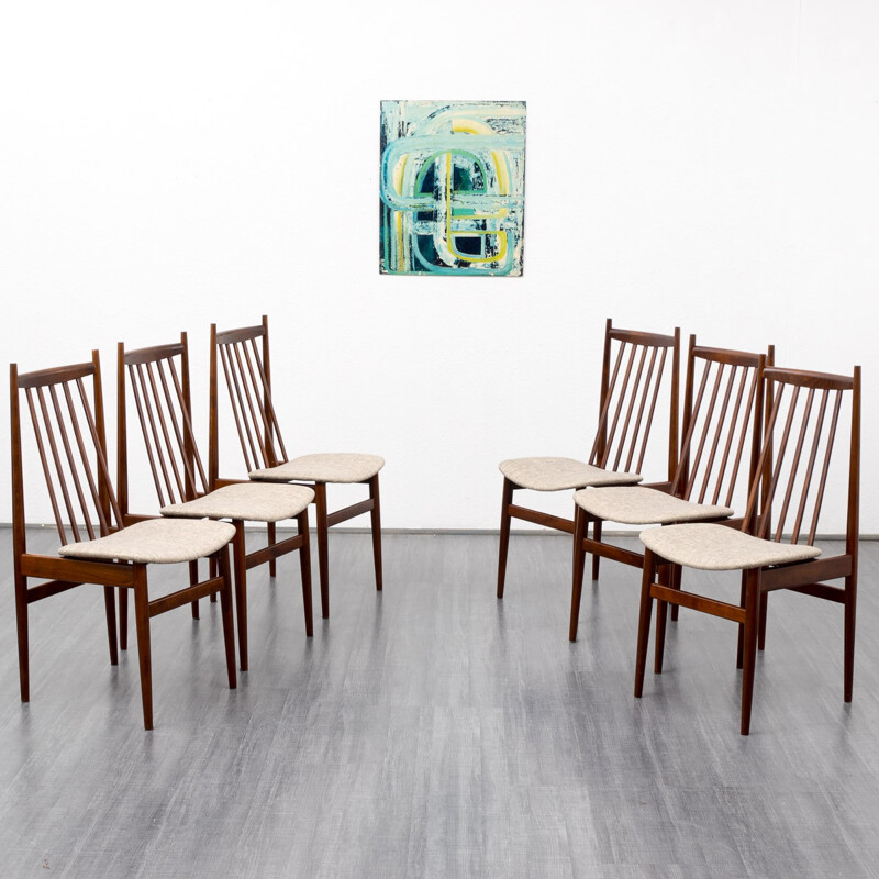Set of 6 dining chairs in beech- 1950s