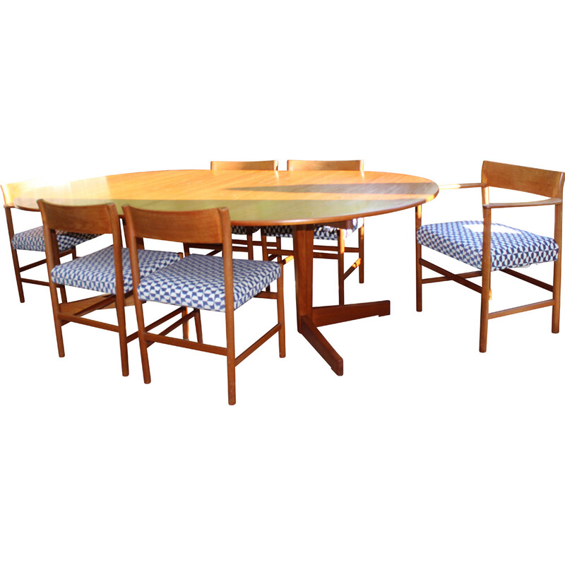 Conjunto de jantar Vintage de teca com 6 cadeiras, 1960