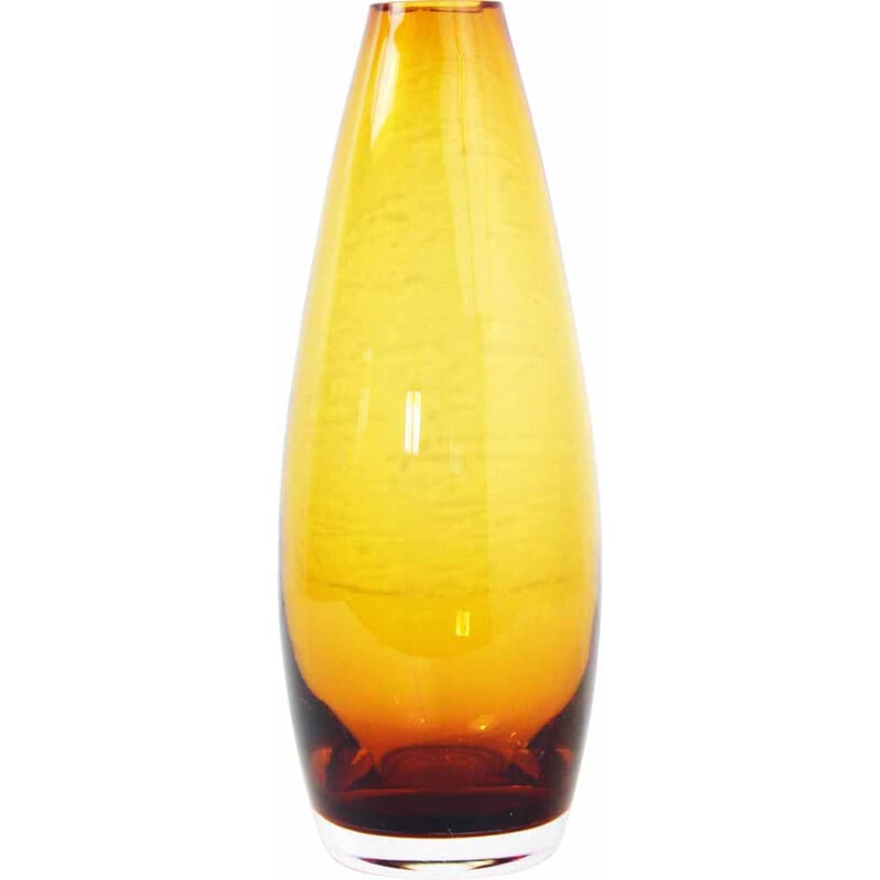 Scandinavian vintage yellow glass vase, 1960-1970