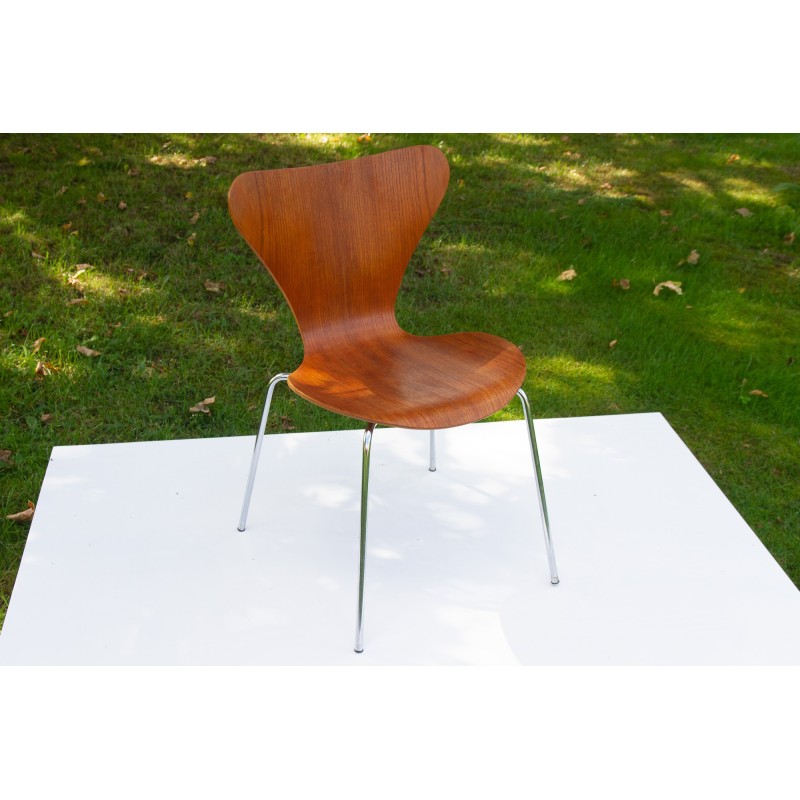 Cadeira de mesa de teca dinamarquesa Vintage por Arne Jacobsen para Fritz Hansen, 1974