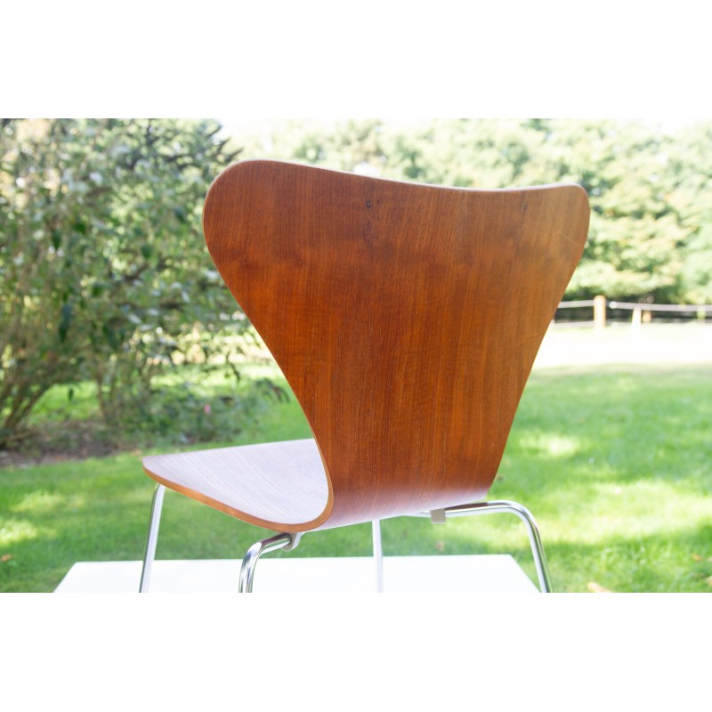 Vintage Deense teakhouten bureaustoel van Arne Jacobsen voor Fritz Hansen, 1974