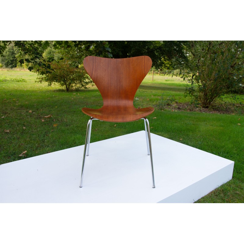 Chaise de bureau danoise vintage en teck par Arne Jacobsen pour Fritz Hansen, 1974