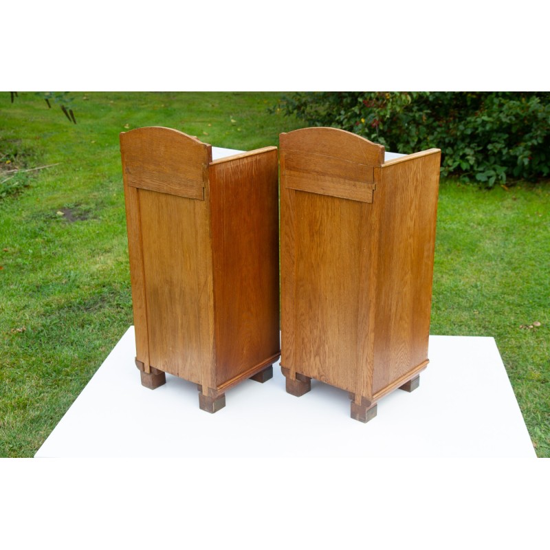 Pair of vintage Danish night stands in oakwood, 1920s