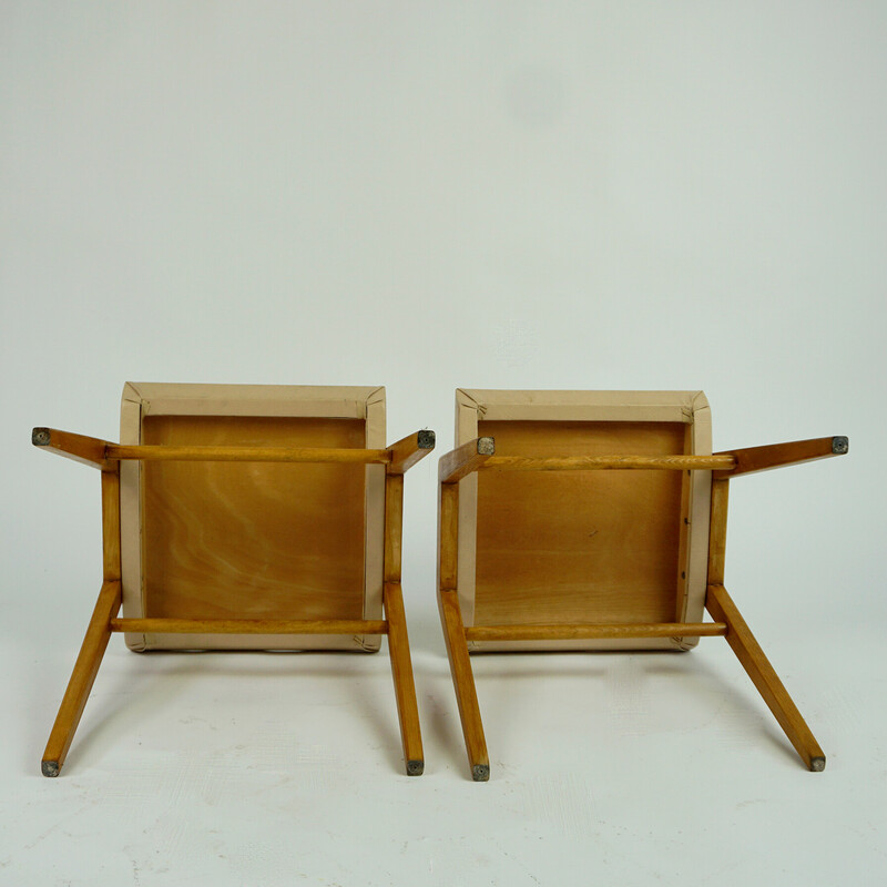 Pareja de taburetes vintage de madera de haya de Roland Rainer para Emil