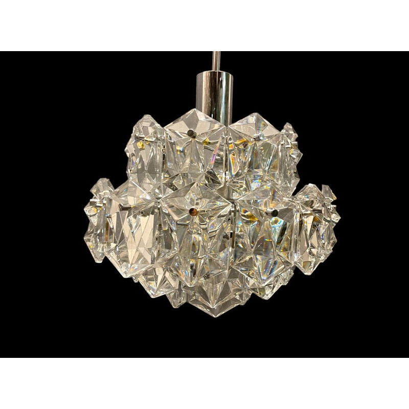 Vintage cut crystal pendant lamp for Kinkeldey, 1970