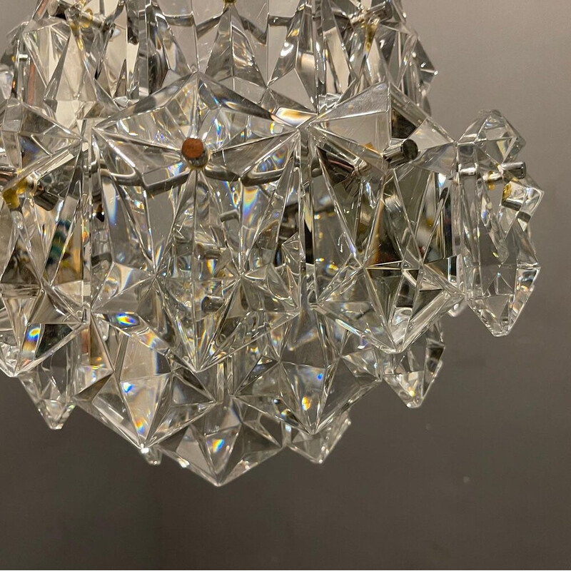 Vintage cut crystal pendant lamp for Kinkeldey, 1970