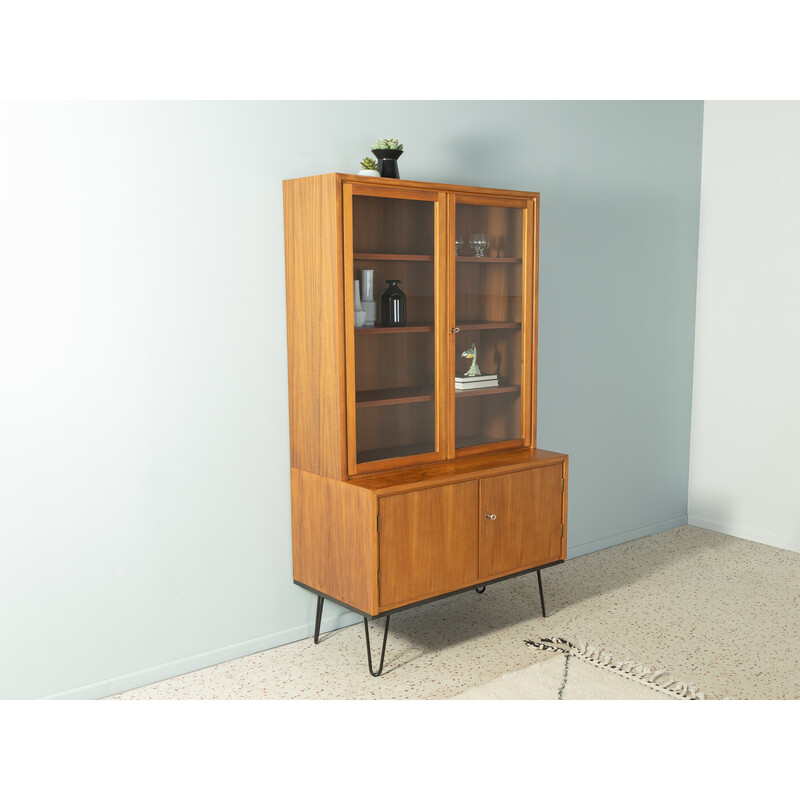 Vintage walnut display cabinet, Germany 1950