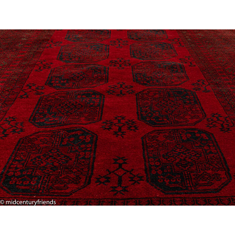 Vintage red velvet rug, Afghanistan 1960s