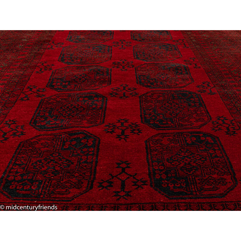 Vintage rood fluwelen tapijt, Afghanistan 1960