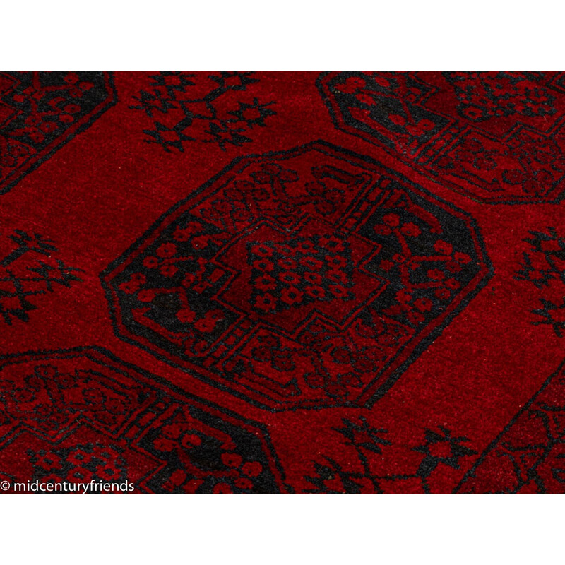 Vintage red velvet rug, Afghanistan 1960s