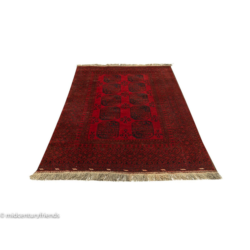 Vintage red velvet rug, Afghanistan 1960s