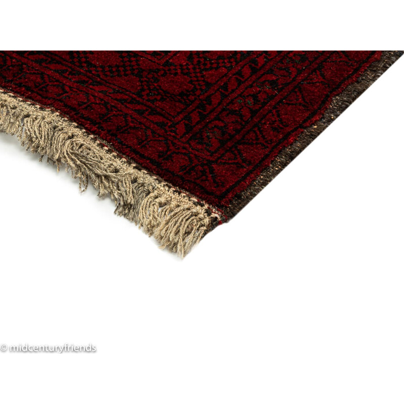 Vintage red velvet rug, Afghanistan 1960s