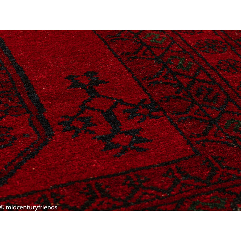 Vintage red velvet rug, Afghanistan 1960s
