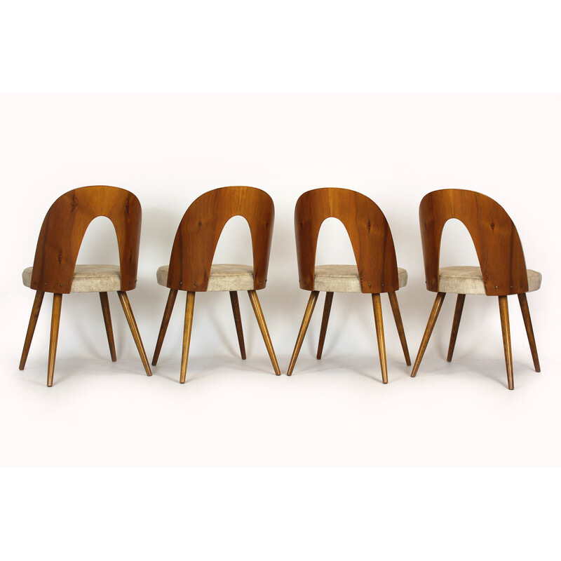 Lot de 4 chaises vintage en hêtre et noyer par Antonin Suman, 1960