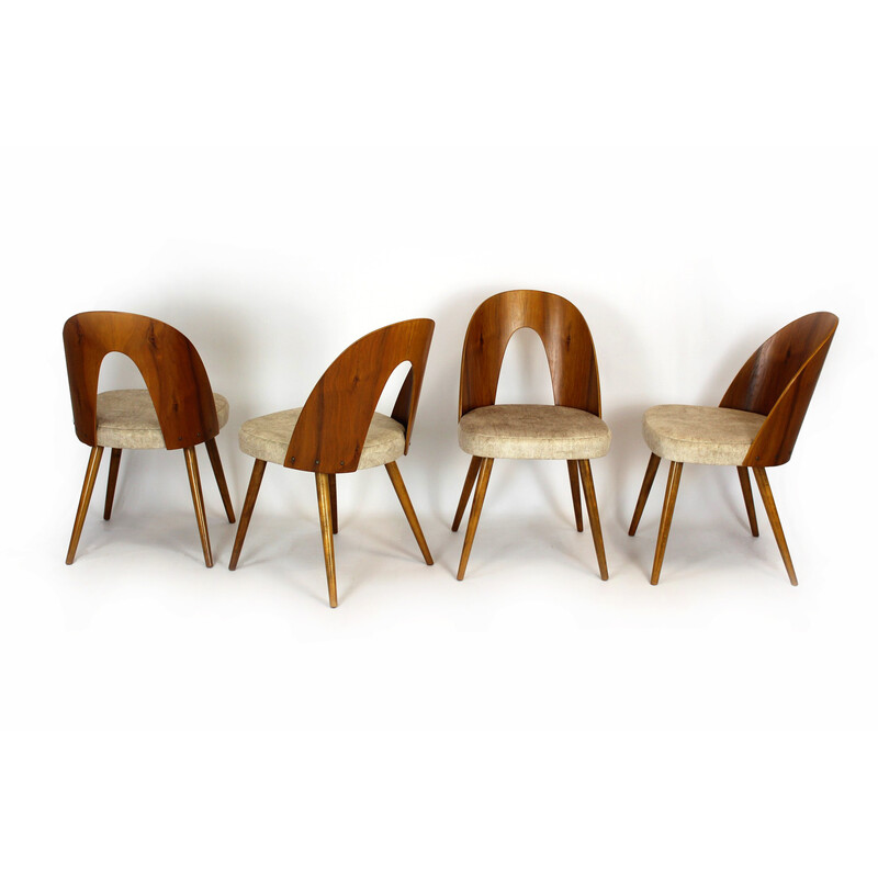 Set di 4 sedie vintage in faggio e noce di Antonin Suman, anni '60