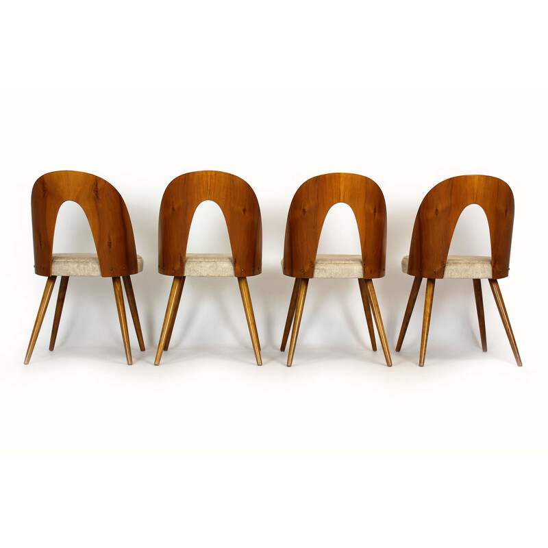 Set of 4 vintage beechwood and walnut chairs by Antonin Suman, 1960s