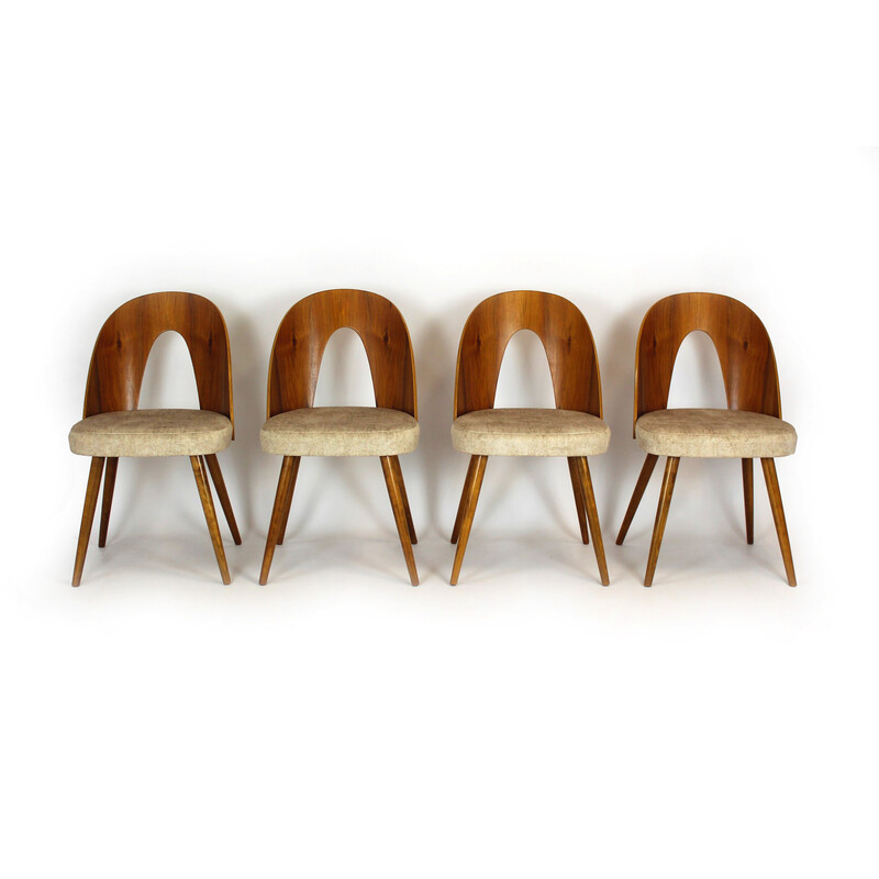 Set of 4 vintage beechwood and walnut chairs by Antonin Suman, 1960s