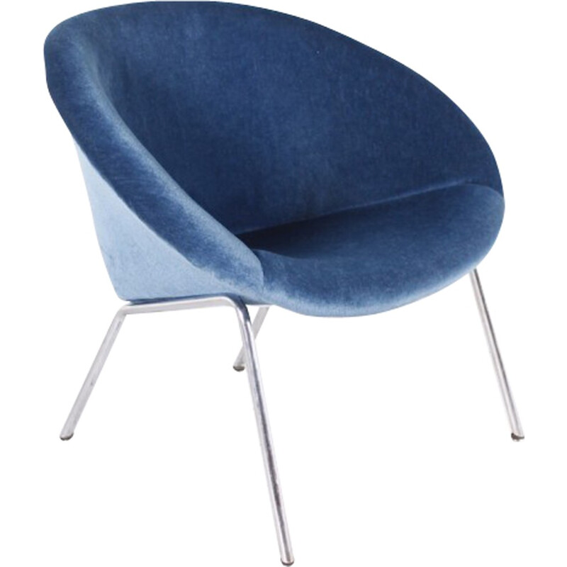 Blue velvet easy chair model 369 produced by Walter Knoll - 1950s