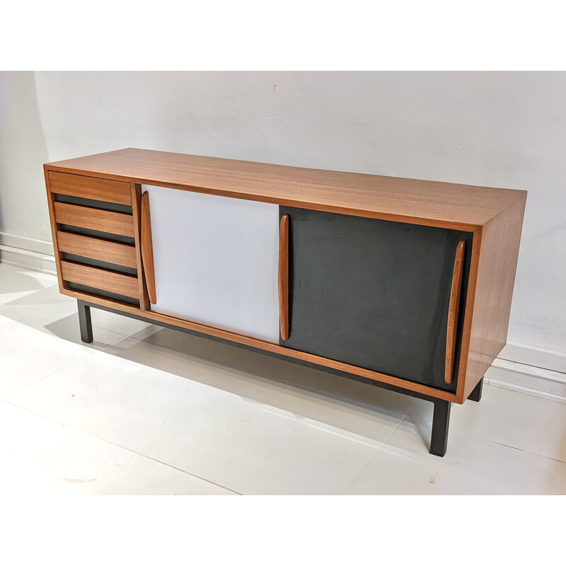 Vintage Cansado mahogany highboard with drawers by Charlotte Perriand for Steph Simon, 1960