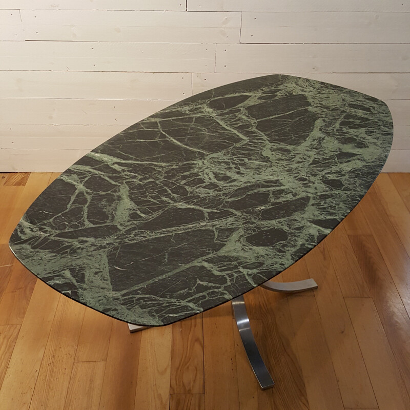 Dining table in green marble - 1970s