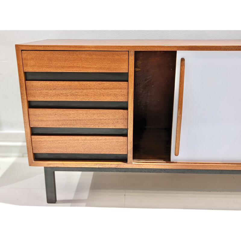 Vintage Cansado mahogany highboard with drawers by Charlotte Perriand for Steph Simon, 1960