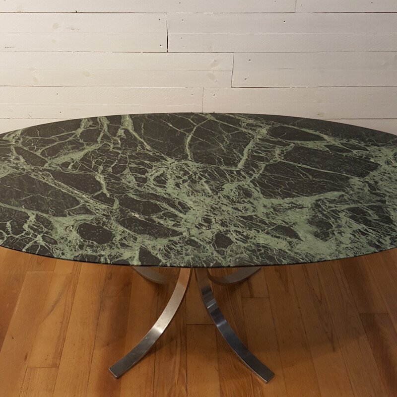 Dining table in green marble - 1970s