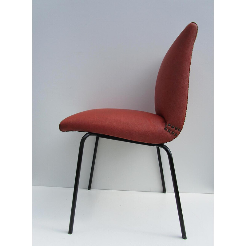 Set of 4 vintage metal and leatherette chairs by Pierre Guariche for Meurop, Belgium 1960s