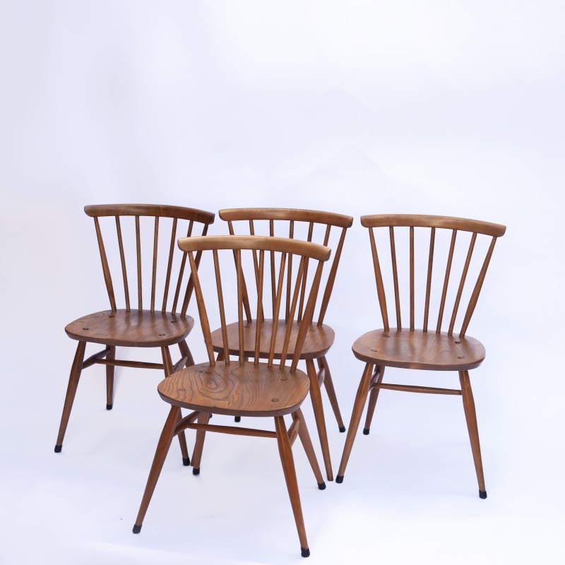 Set of 4 vintage 449 chairs in beechwood and blond elmwood by Lucian Ercolani for Ercol, 1960s-1969s