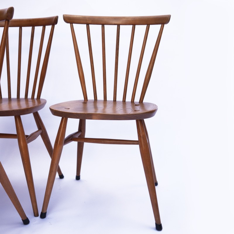 Set of 4 vintage 449 chairs in beechwood and blond elmwood by Lucian Ercolani for Ercol, 1960s-1969s