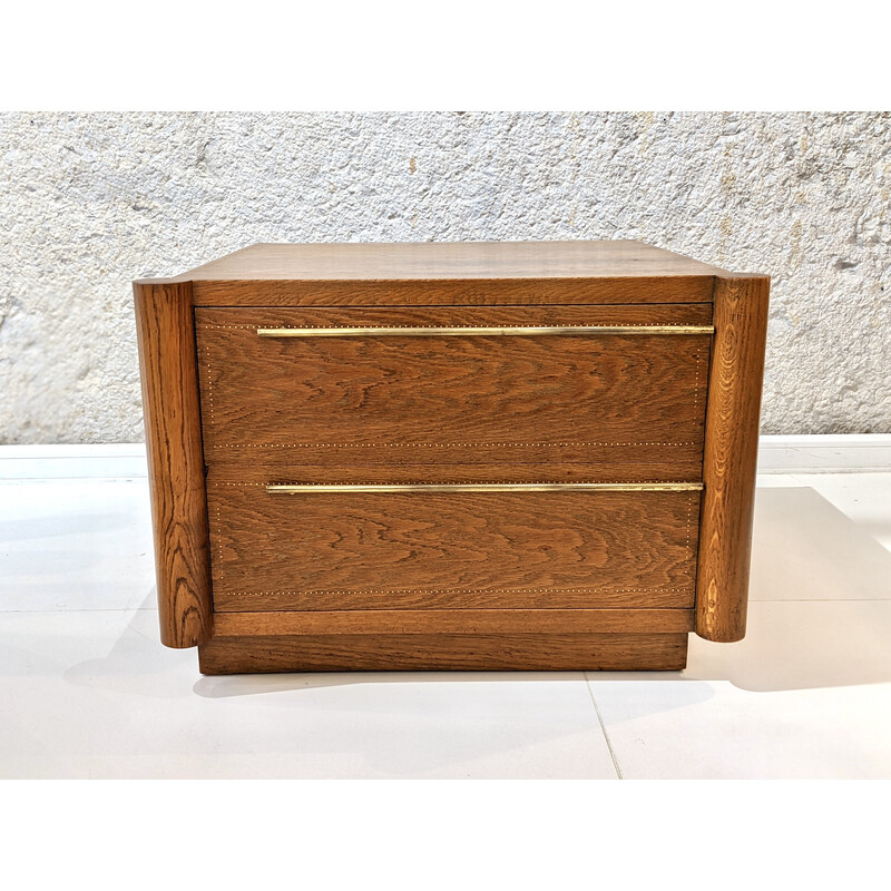 Vintage walnut and brass chest of drawers by André Sornay, 1950s