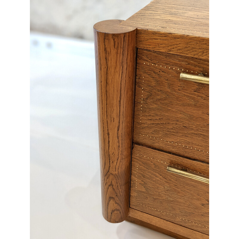 Vintage walnut and brass chest of drawers by André Sornay, 1950s