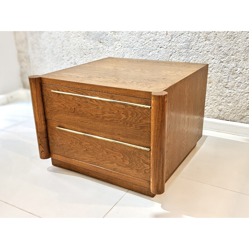 Commode vintage en noyer et laiton par André Sornay, 1950