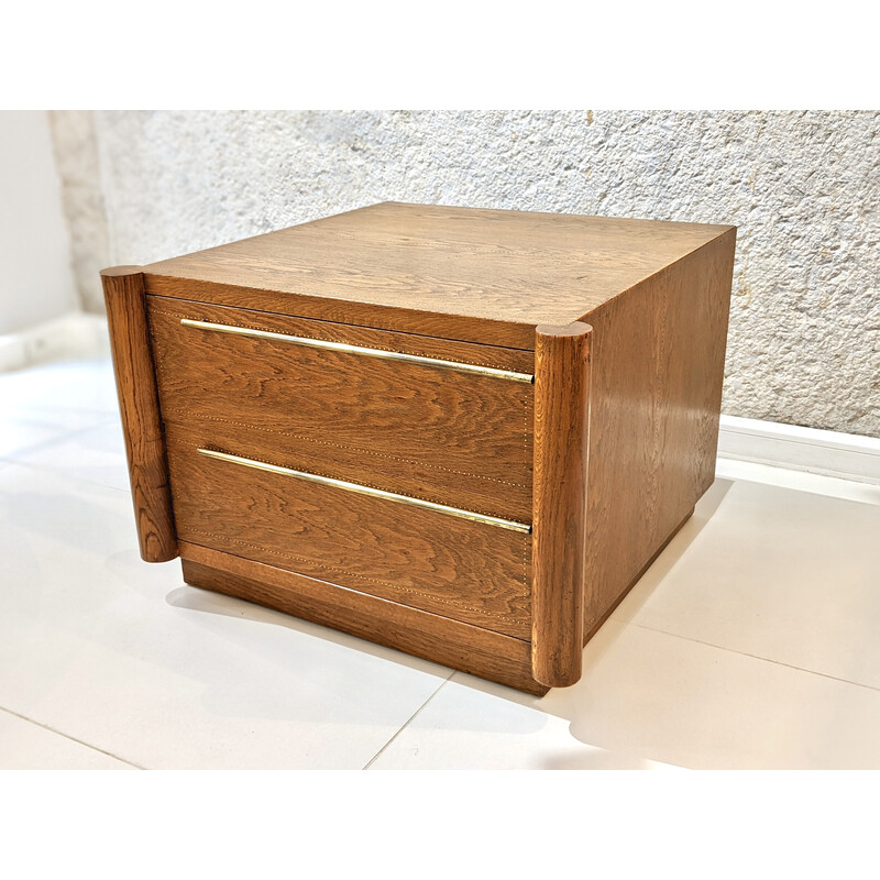 Vintage walnut and brass chest of drawers by André Sornay, 1950s