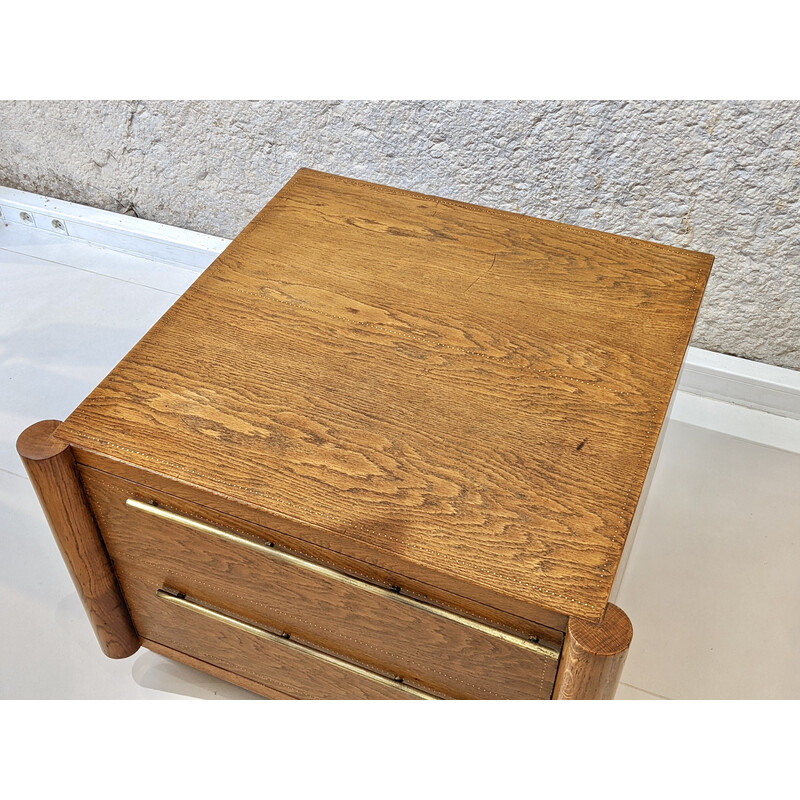 Vintage walnut and brass chest of drawers by André Sornay, 1950s