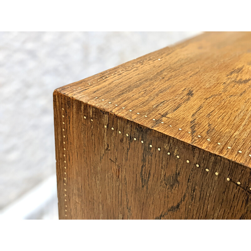 Vintage walnut and brass chest of drawers by André Sornay, 1950s