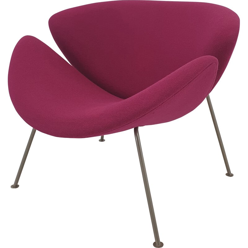 Vintage Orange Slice fauteuil in nikkel en fuchsia wol van Pierre Paulin voor Artifort, 1960