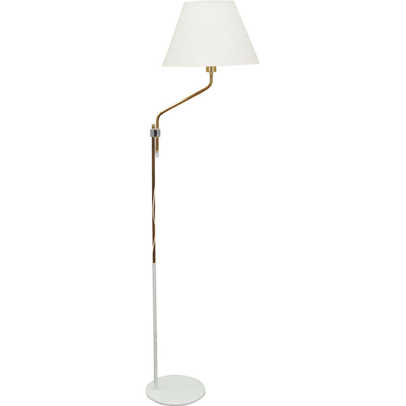 Vintage floor lamp in metal and white fabric, Denmark 1970s