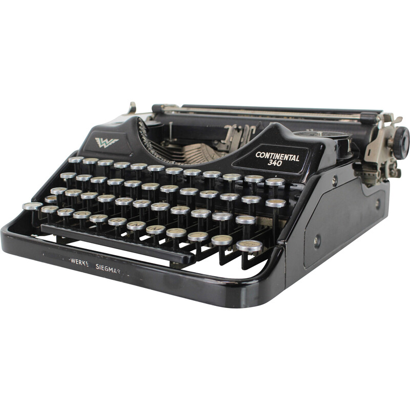 Máquina de escrever portátil Vintage em metal, aço e cromo, Alemanha 1931s-1940s