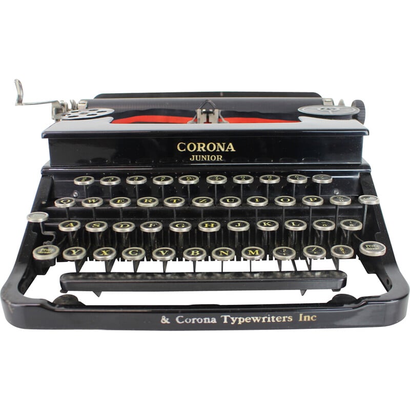 Machine à écrire vintage portable en métal, acier et chrome pour Lc Smith & Bros, États-Unis 1395