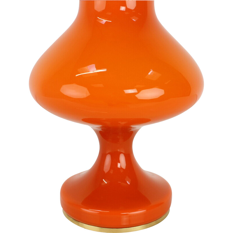 Vintage oranje glazen tafellamp van Valasske Mezirici, Tsjecho-Slowakije 1970