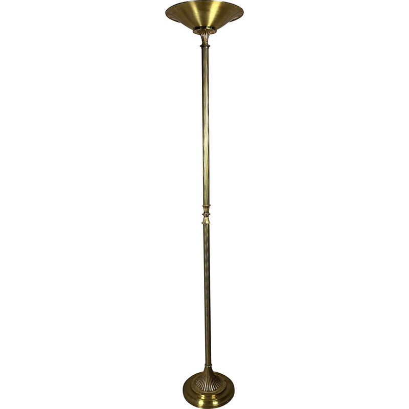 Vintage bronze and brass floor lamp for Lucien Gau, 1980s