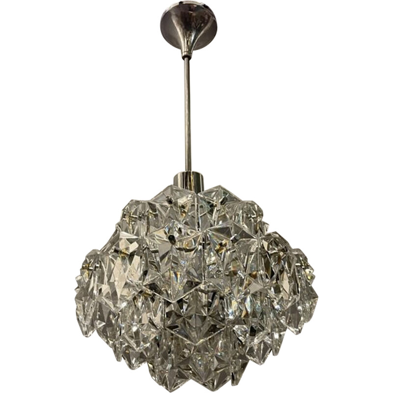 Vintage cut crystal pendant lamp for Kinkeldey, 1970
