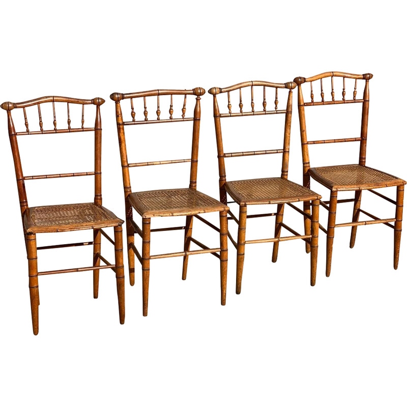 Ensemble de 4 chaises - cannage